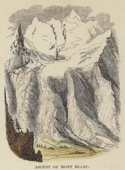 Wejście na Mont Blanc (kolorowy grawerunek) autorstwa English School