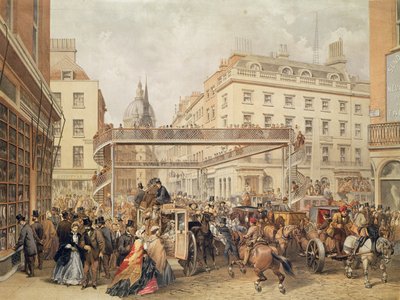 U dołu Ludgate Hill, Londyn, wyd. i wydrukowane przez Kell Brothers, ok. 1860 autorstwa English School