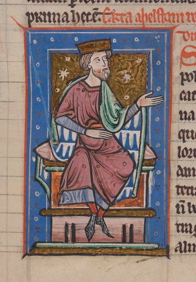 Athelstan, z "The Cartulary And Customs Of Abingdon Abbey", f.18r autorstwa English School
