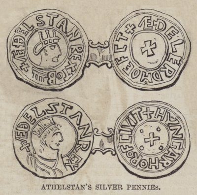 Srebrne grosze Athelstana (grawerowanie) autorstwa English School