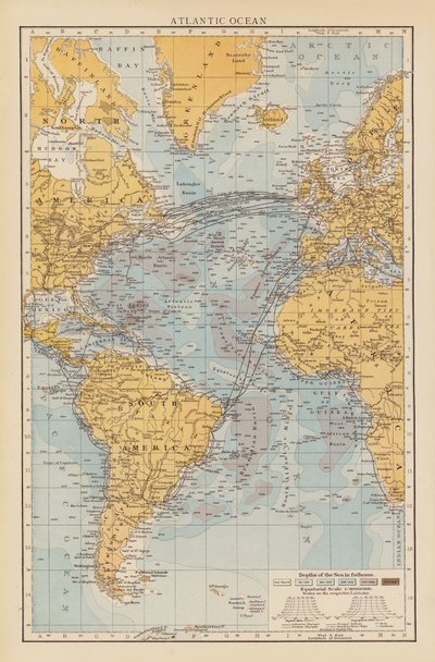 Ocean Atlantycki (kolorowa litografia) autorstwa English School