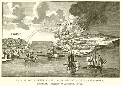 Atak na Bunkers Hill i spalenie Charlestown autorstwa English School