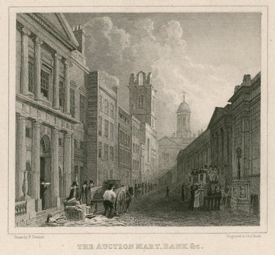 Auction Mart, St Bartholomews Lane, Londyn i Bank autorstwa English School