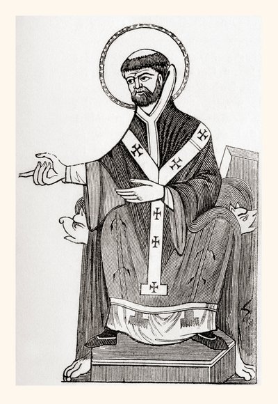 Augustyn z Canterbury, katolicki mnich benedyktyński z VI wieku, który został pierwszym arcybiskupem Canterbury, ze Starej Anglii: A Pictorial Museum, opublikowanego w 1847 r. autorstwa English School
