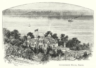 Australia: Government House, Perth (grawerowanie) autorstwa English School
