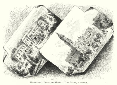 Australia: Government House and General Post Office, Adelaide (grawerowanie) autorstwa English School