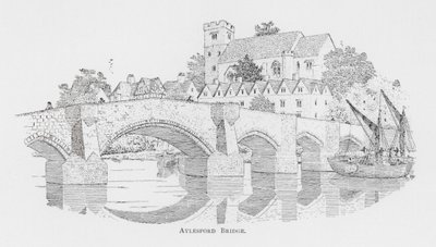 Aylesford Bridge (litografia) autorstwa English School