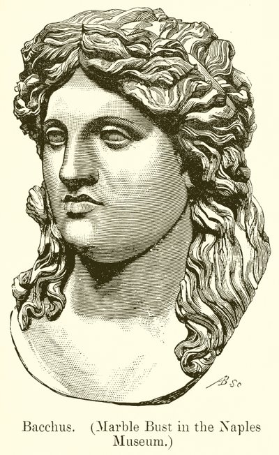 Bachus. (Marmurowe popiersie w Muzeum Neapolitańskim) (rycina) autorstwa English School