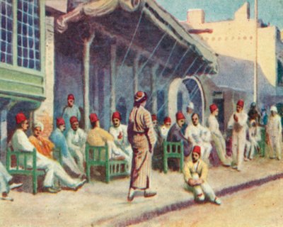Bagdad, typowa kawiarnia (kolorowa litografia) autorstwa English School