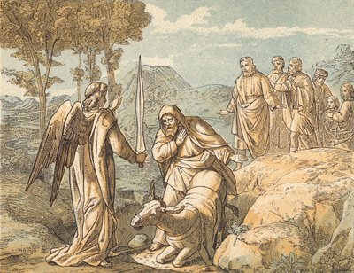 Balaam i Anioł (kolorowy grawerunek) autorstwa English School