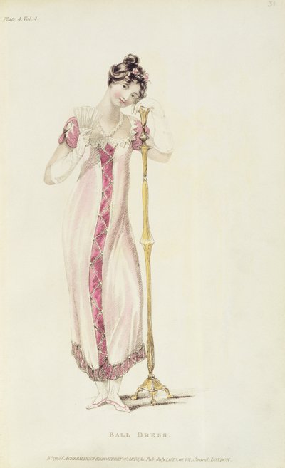 Suknia balowa, modny talerz z Ackermanns Repository of Arts autorstwa English School