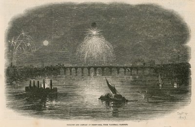 Balon i pokaz sztucznych ogni, Vauxhall Gardens, Londyn autorstwa English School