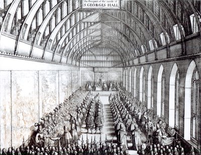 Bankiet Karola II (1630-85) w sali św. Jerzego, zamek Windsor autorstwa English School