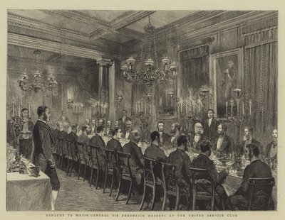 Bankiet dla generała dywizji Sir Fredericka Robertsa w United Service Club, ilustracja do The Graphic, 4 grudnia 1880 roku, autorstwa English School