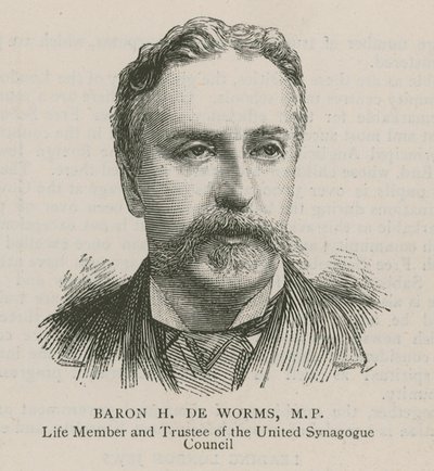 Baron H De Worms, poseł, dożywotni członek i powiernik Zjednoczonej Rady Synagogalnej autorstwa English School