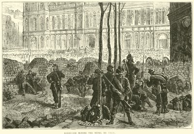 Barykada przed Hotelem de Ville, marzec 1871 autorstwa English School