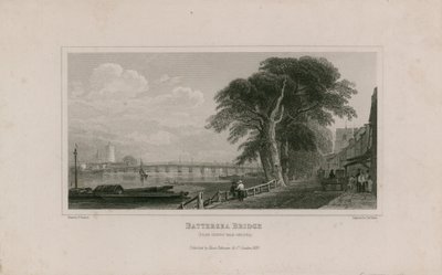 Battersea Bridge, z Cheyne Walk Chelsea autorstwa English School
