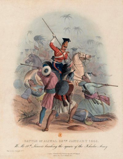Bitwa pod Aliwal, 28 stycznia 1846 r. (kolorowa litografia) autorstwa English School