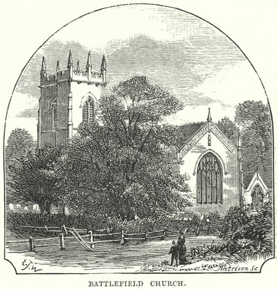 Kościół na polu bitwy (grawerunek) autorstwa English School