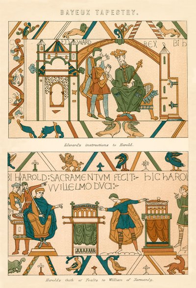 Gobelin z Bayeux (kolorowa litografia) autorstwa English School