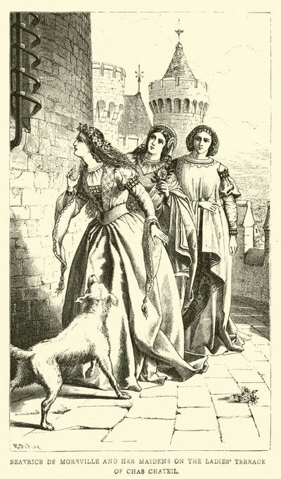 Beatrice de Moreville i jej dziewczęta na damskim tarasie w Chas Chateil autorstwa English School