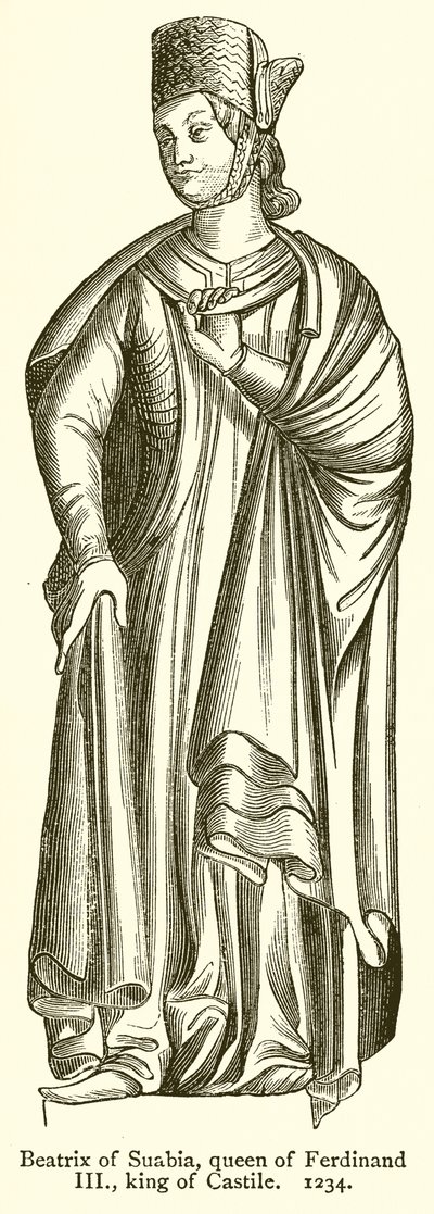 Beatrix z Szwabii, królowa Ferdynanda III, król Kastylii. 1234 autorstwa English School