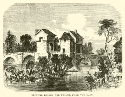 Most Bedford i więzienie; od wschodu (rycina) autorstwa English School