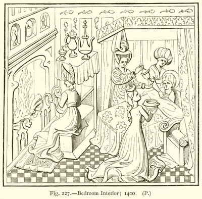 Wnętrze sypialni; 1400 autorstwa English School