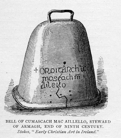 Dzwon Cumascach Mac Aillelo, Namiestnik Armagh, koniec IX wieku, ilustracja z Krótkiej historii ludu angielskiego autorstwa J. R. Greena, opublikowana w 1892 r. autorstwa English School