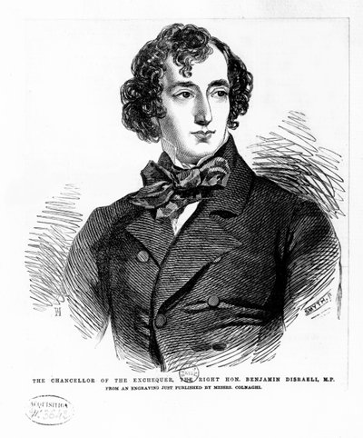 Benjamin Disraeli, c.1837 (grafika) autorstwa English School