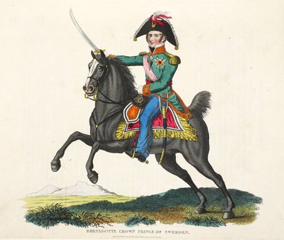 Bernadotte, następca tronu Szwecji, wyd. Richard Evans, inż Romney, ilustracja z Historycznego sprawozdania z bitwy pod Waterloo autorstwa Williama Mudforda, 1816 autorstwa English School