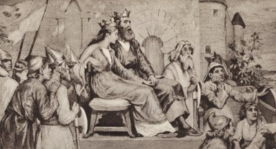 Bertha, żona Aethelberta, króla Kentu (lito) autorstwa English School
