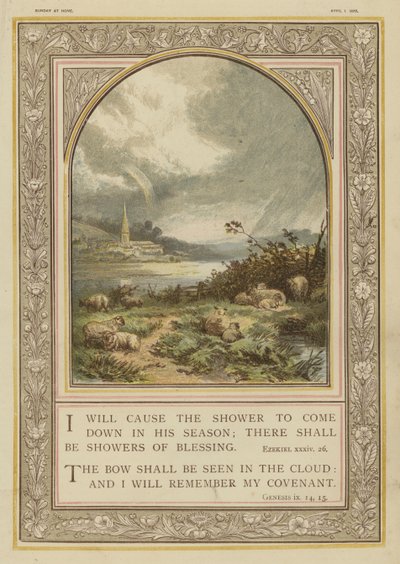 Biblia, deszcz i tęcza, Ezechiel, Księga Rodzaju (chromolit) autorstwa English School