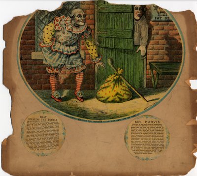 Billy Purvis Stealing the Bundle (kolorowa litografia) autorstwa English School