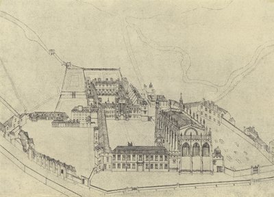 Widok z lotu ptaka na Eton College (wklęsłodruk) autorstwa English School
