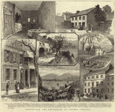 Miejsce urodzenia i rezydencje Thomasa Carlyle autorstwa English School