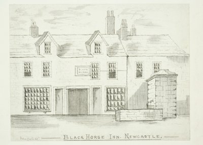 Black Horse Inn, Newcastle upon Tyne (atrament (pranie) oraz długopis i atrament na papierze) autorstwa English School