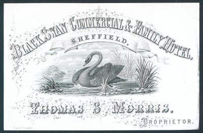 Black Swan Commercial & Family Hotel, Sheffield, karta handlowa autorstwa English School
