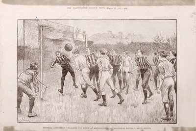Blackburn Rovers kontra Nottingham County w Kennington Oval, z The Illustrated Sporting and Dramatic News, 23 marca 1891 autorstwa English School