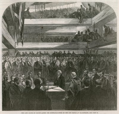Most Blackfriars. Ceremonia wmurowania kamienia węgielnego, 20 lipca 1865 r autorstwa English School