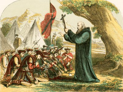 Błogosławieństwo szkockich żołnierzy przed bitwą pod Bannockburn autorstwa English School