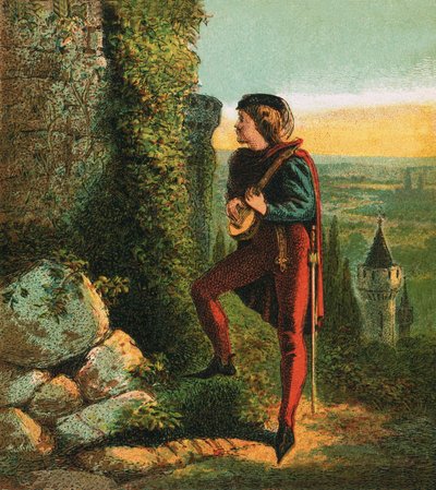 Blondel w więzieniu Richarda autorstwa English School