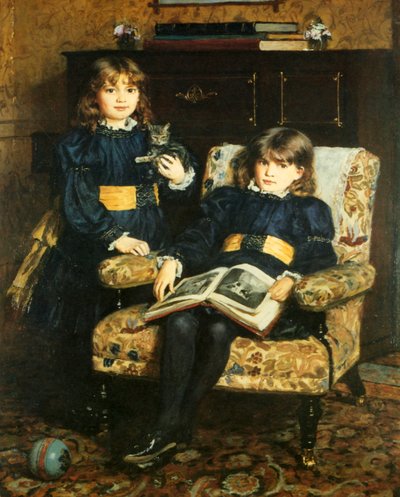 Talerz z książką przedstawiającą czytające dzieci autorstwa English School