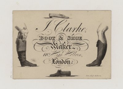Boot and Shoemaker, J Clarke, karta handlowa autorstwa English School