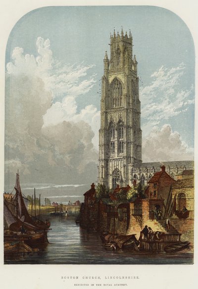 Kościół w Bostonie, Lincolnshire (chromolitho) autorstwa English School