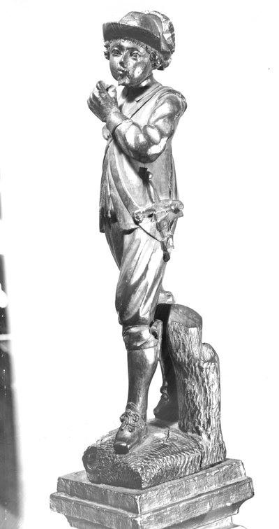 Chłopiec grający w fife, 1638 (rzeźbione drewno) autorstwa English School