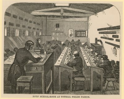 Sala szkolna dla chłopców w więzieniu Tothill Fields autorstwa English School