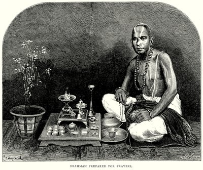 Brahman przygotowany do modlitwy (grawerunek) autorstwa English School