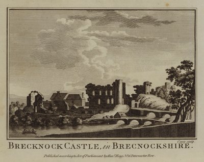 Zamek Brecknock, w Brecknockshire (grawerowanie) autorstwa English School