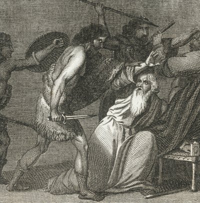 Brennus i jego żołnierze zabijający czcigodnych mężów (rycina) autorstwa English School